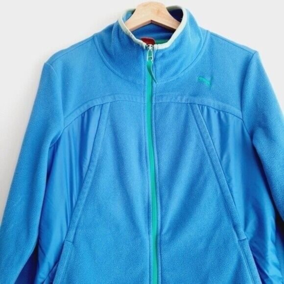 PUMA Soft Fleece Full Zip-up Light Jacket Blue Sz L - Picture 3 of 8